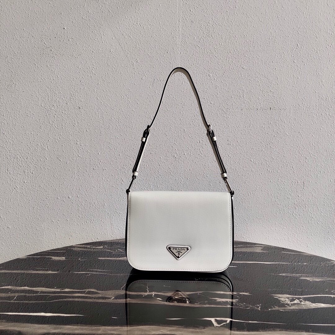 Prada Leather Shoulder Bag Tote White 1BD308